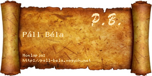 Páll Béla névjegykártya